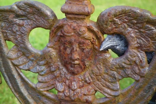 Nevermore with a badly rusted angel in the graveyard at the Church of Ireland in Glencolmcille, County Donegal.